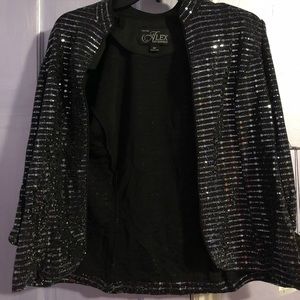 Alex Evenings Black Sequin Jacket